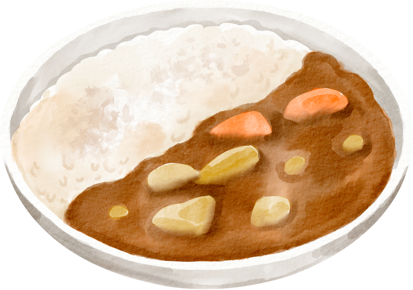 watercolor curry rice